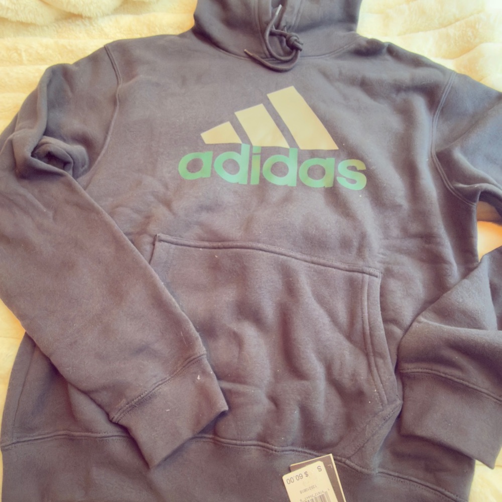 Adidas Gray Hoodie with Green Logo